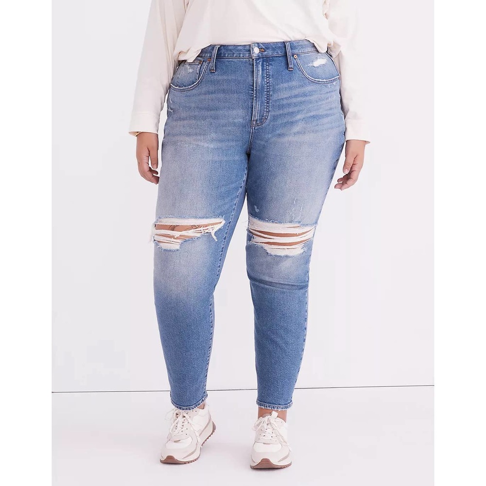 NWT Madewell The Plus Curvy Perfect‎ Vintage Jeans in Denman Wash Ripped Edition